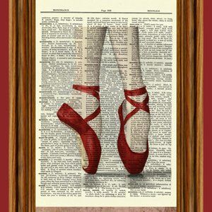 Red Ballerina Slippers Dictionary Art Print